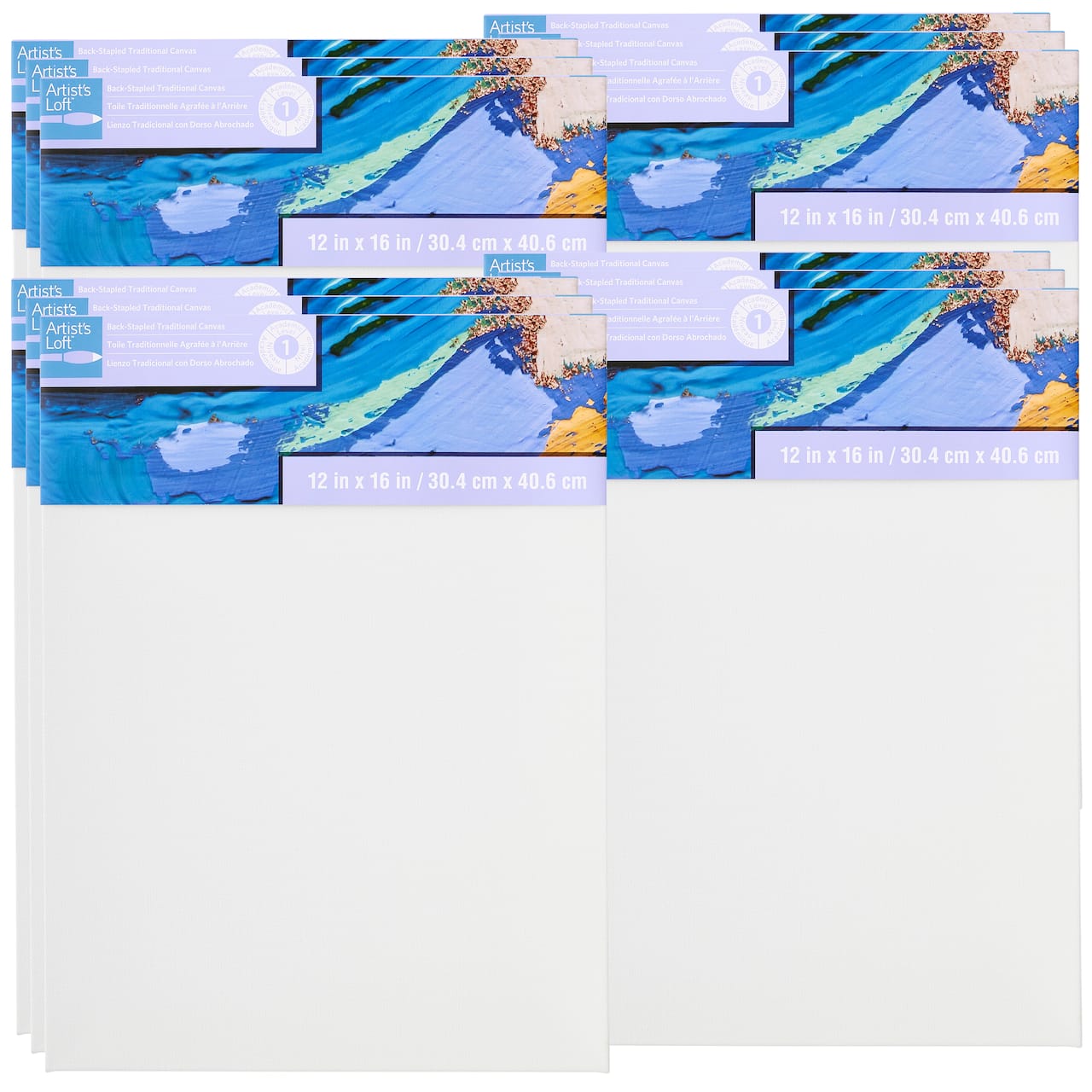12 Pack: Level 1 Back Stapled Traditional Canvas by Artist's Loft™